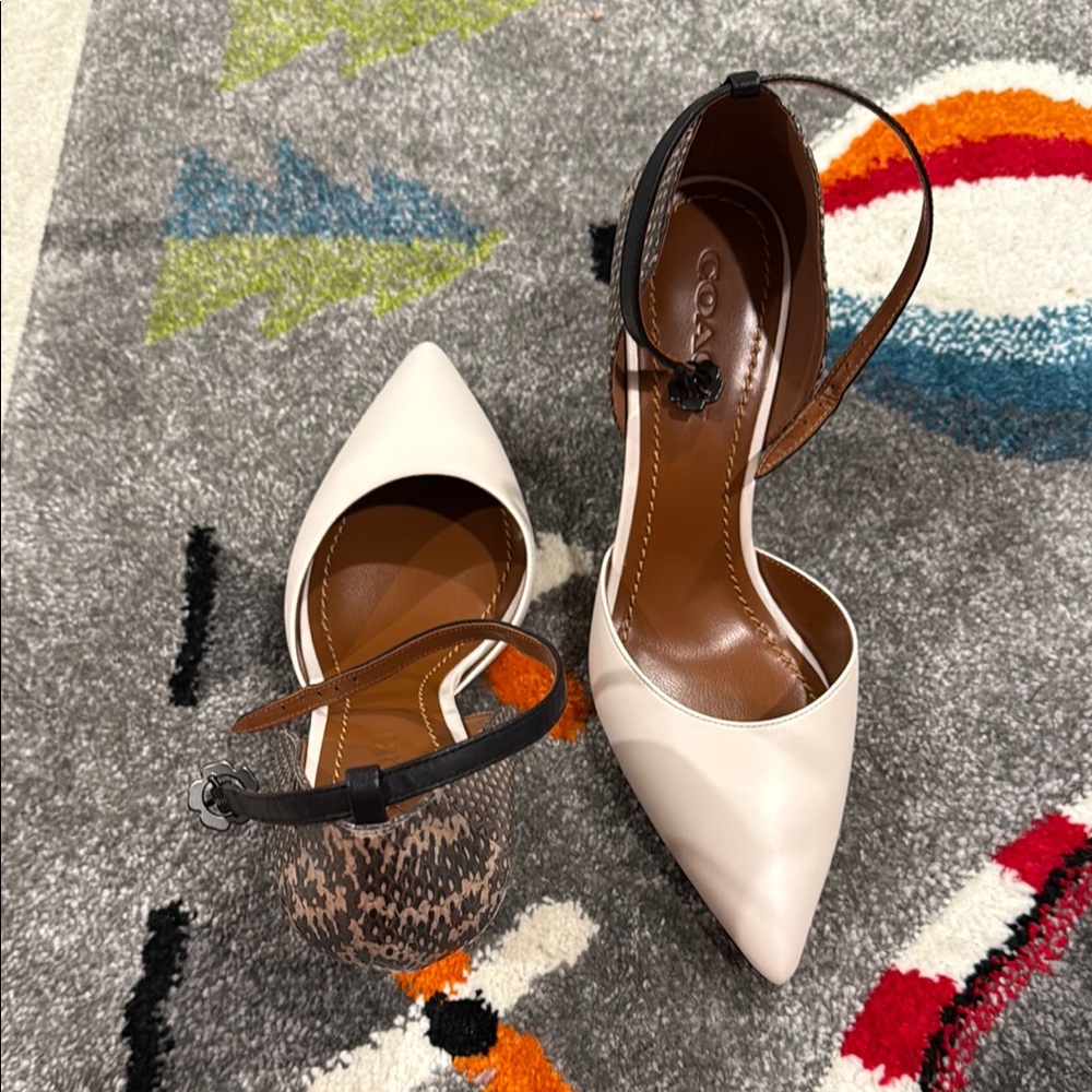 Coach Cream and Black D'Orsay Heels